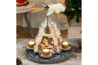 HI Weihnachtspyramide Holz für Teelichte  22,5x22,5x28,5cm