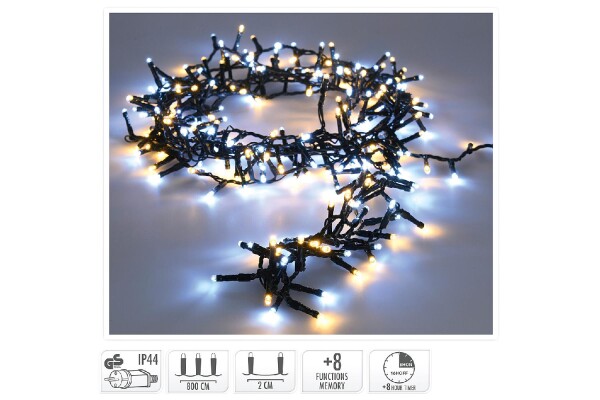 LED Lichterkette Snake mit Timer 400 LEDs 2farbig warmweiß