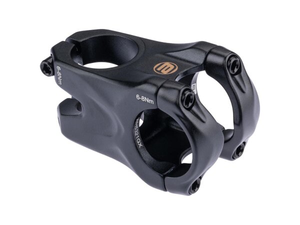 Ergotec Vorbau BASS 6+ GOLD EDITION AHEAD 31,8 - 45mm, 0°, Safety Level 6+, schwarz matt/gold