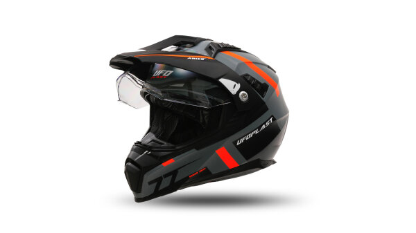 UFO PLAST Endurohelm Aries 2 Helmschale grau / orange Gr. 57 / 58 = M