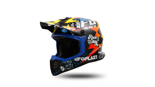 UFO PLAST Kinder-Crosshelm Korey 2 Helm blau / gelb Gr. 49 / 50 = M