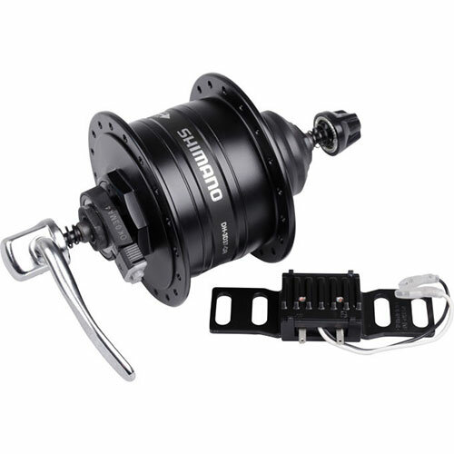 Nabendynamo DH-3D37-QR, 36 Loch Shimano, Disc Centerlock, Schnellspanner, schwarz