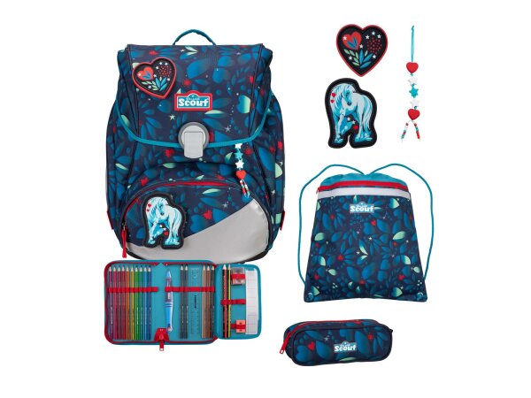 Scout Alpha Set LED White Unicorn Schulranzen Set