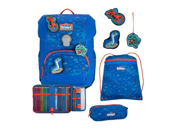 Scout Neo Set Superflash Blue Dino Schulranzen Set