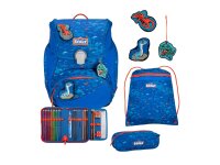 Scout Alpha Set Superflash Blue Dino Schulranzen Set