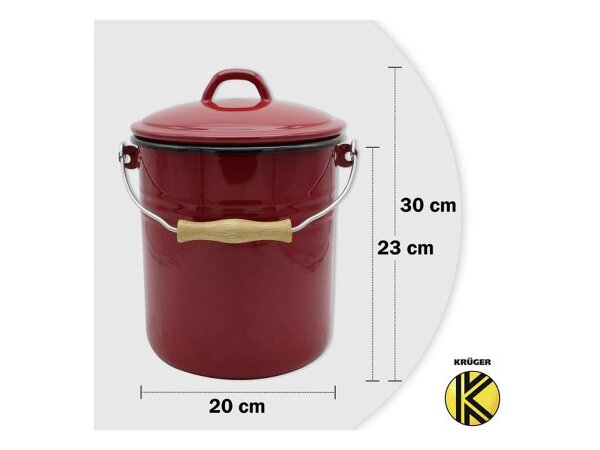 Mülleimer m.D. Emaille 5l rot