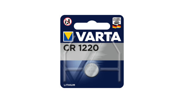 VARTA Batterie Knopfzelle, im Blister, für Langzei CR1220 (3 V, 3