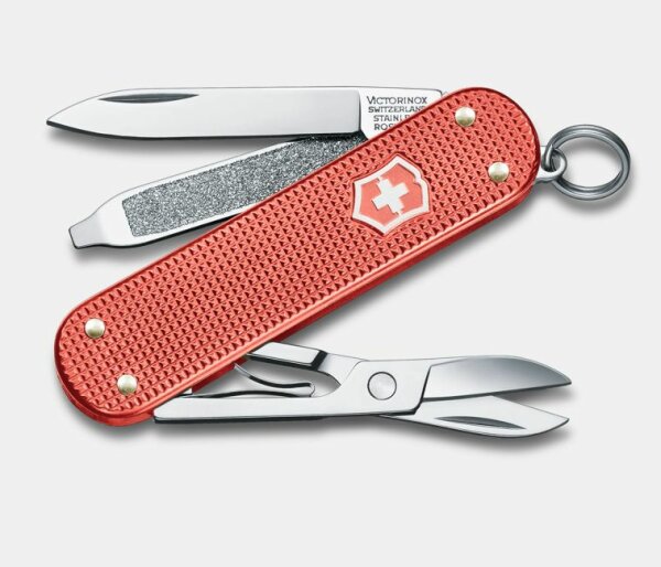 Schweizer Taschenmesser Klein 7 Funktionen Classic SD, 58 mm, Alox Limited Edition 2025, Stone Red