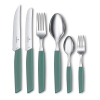 Swiss Modern, Steak & Pizzamesser, 12cm, Wellen, sage