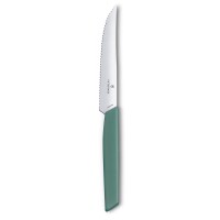 Swiss Modern, Steak & Pizzamesser, 12cm, Wellen, sage
