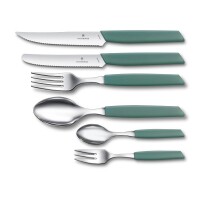 Swiss Modern, Steak & Pizzamesser, 12cm, Wellen, sage