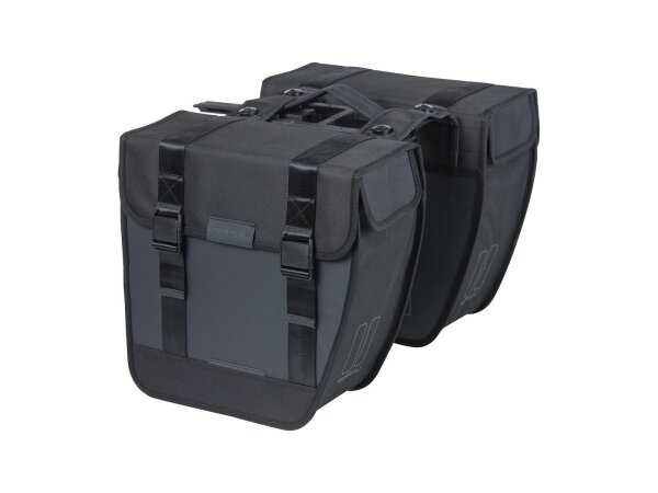 BASIL Doppeltasche "Tour" Volumen: 28 l, schwarz, inkl. MIK 2.0 Adapterplatte