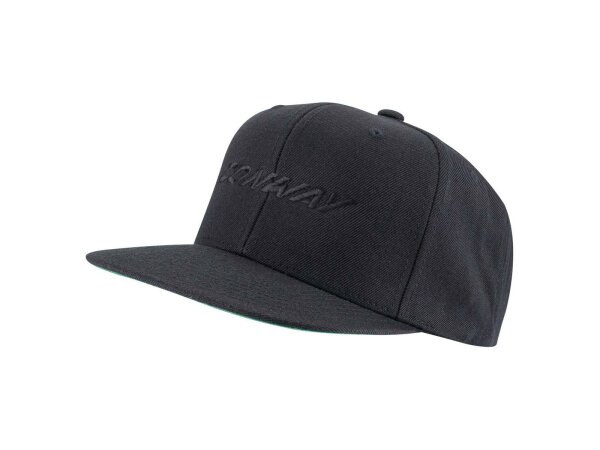 CONWAY Flat Cap "Logo" 100 % Polyester All Black Flat Cap mit Logostick in schwarz auf schwarzer Front, hochwertig verarbeitet und mit bequemer Passform. One Size