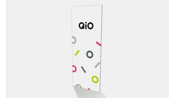 QIO Banner 80 cm x 250 cm, Textilbanner  weiß / bunt