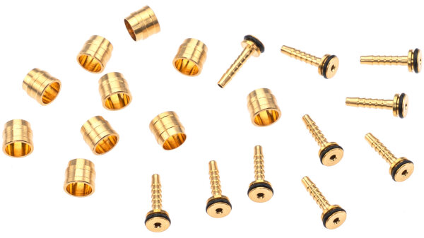 TEKTRO Bremsleitungs-Kit Passend für all Ø 5,5 mm, 10 x Klemmring (Olive) / 10x Leitungsnippel (Pin), für Auriga Twin+ und Auriga+