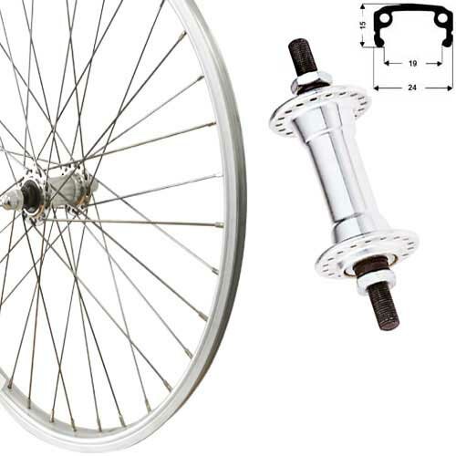 Vorderrad 24", silber Kastentyp, Aluminiumfelge und -nabe