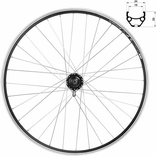 Vorderrad 26", silber Disc + V-Brake, inkl. Felgenband
