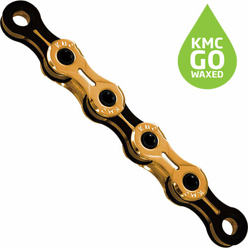 Kette X11SL Ti-N 11-fach, 118 Glieder, gewachst KMC, Missing Link, 1/2"x11/128", gold/schwarz
