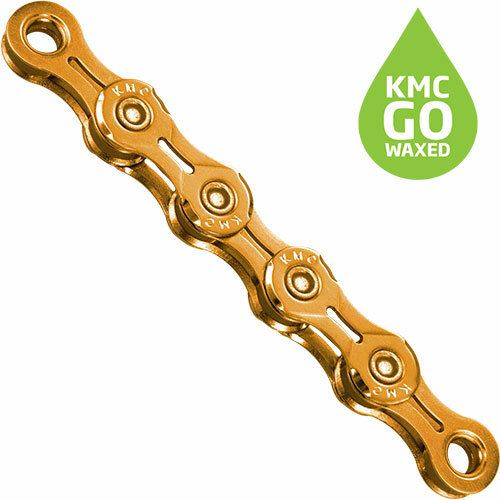 Kette X11EL Ti-N 11-fach, 118 Glieder, gewachst KMC, Missing Link, 1/2"x11/128", gold