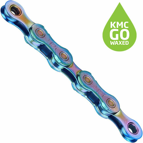 Kette X12 12-fach, 126 Glieder, gewachst KMC, Missing Link, 1/2"x11/128", aurora blue