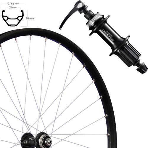 Hinterrad 28", Disc Centerlock, schwarz/silber, SE TAURUS 21, Aluminium, Deore M5100, Schnellspanner
