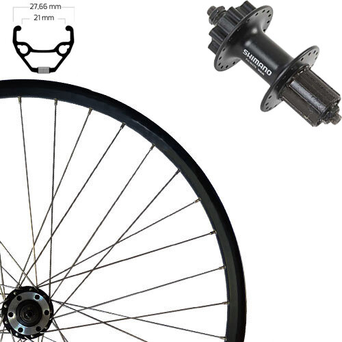 Hinterrad 28", Disc 6-Loch, schwarz, SE TAURUS 21, Aluminium, FH-QB400, Schnellspanner