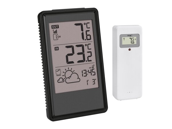 TFA Funk Wetterstation mit Weckfunktion schwarz