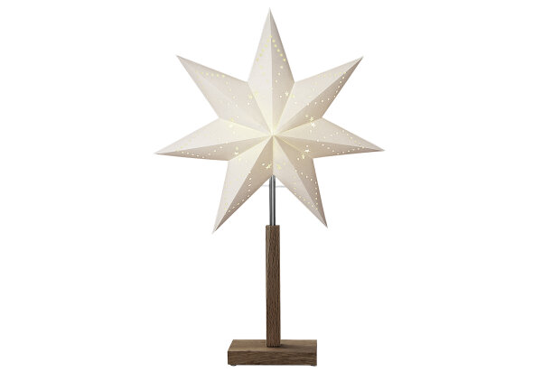 STAR TRADING Standleuchte Stern Karo Mini Akazie/Papier