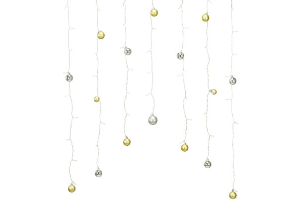 LED Lichtervorhang Kugeln 120x120cm gold