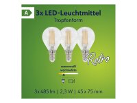 MÜLLER LICHT LED Tropfen 485lm 2,2W E14 2700K 3er Set