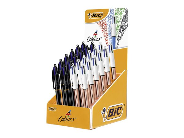 BIC Druckkugelschreiber 4-Colours sortiert rose gold und pro  24er Display