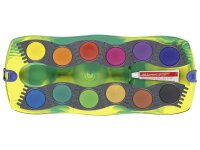 FABER CASTELL Farbkasten Connector Dino 12er + Deckweiß