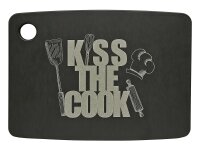 JADE Schneidebrett Kiss the cook 20,3x15x0,6cm schwarz