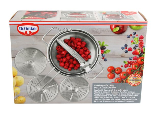 Dr. Oetker Passiergerät Edelstahl inkl. 3 Lochscheiben
