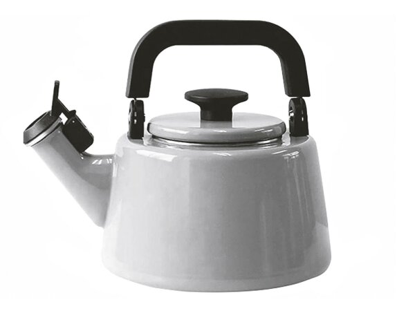 FUJIHORO Pfeifender Wasserkessel Cotton Emaille 2,1l grau