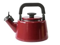 FUJIHORO Pfeifender Wasserkessel Cotton Emaille 2,1l rot