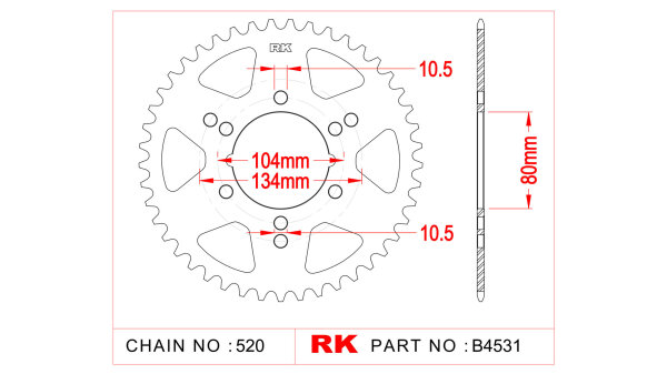 RK Kettenrad "4531" 520, Stahl 42 Zähne