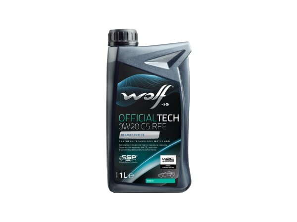 WOLF Motoröl "OfficialTech C5 RFE" SAE 0W 1 l Flasche