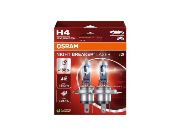 OSRAM Hauptlampe "Night Breaker Laser" H4, Sockel P43t,