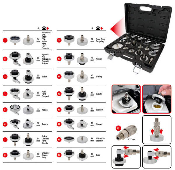 KS-TOOLS AdaptersatzUniversal, Entlüfter KS-TOOLS, UNIVERSAL