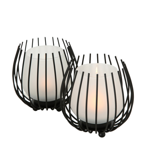BOLTZE Windlicht Laval H12cm ø12cm schwarz 2tlg.