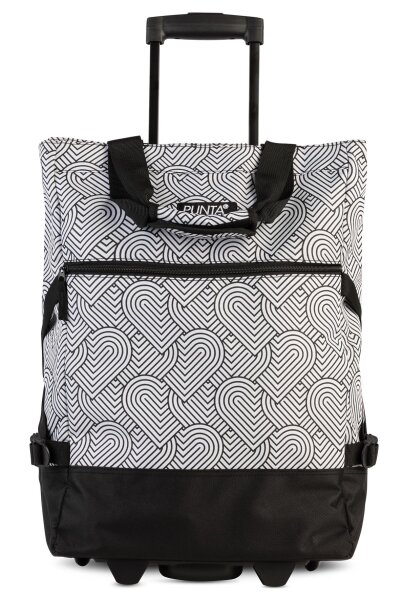 Einkaufstrolley Print Weiß/Schwarz, 33 L | Shopping-Roller mit Rädern