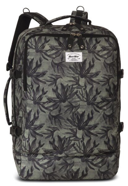 BestWay Reiserucksack #Cabin Pro Print *schwarz/olivgrün