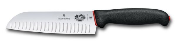 Dual Grip, Santokumesser, 17 cm, Kullen, schwarz/rot