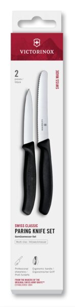 Swiss Classic, Gemüsemesser Set, 2tlg, gerade/Wellen, schwarz,Box