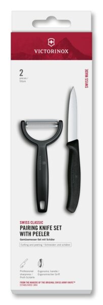 Swiss Classic, Gemüsemesser mit Y-Schäler, 2tlg, schwarz, Box