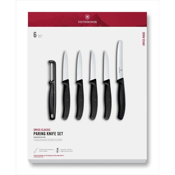 Swiss Classic, Gemüsemesser Set, 6tlg, schwarz, G