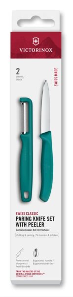 Swiss Classic, Gemüsemesser mit I-Schäler, 2tlg, grün, Box