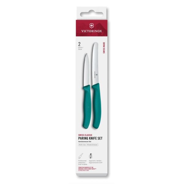 Swiss Classic, Gemüsemesser Set, 2tlg, gerade/Wellen, grün, Box