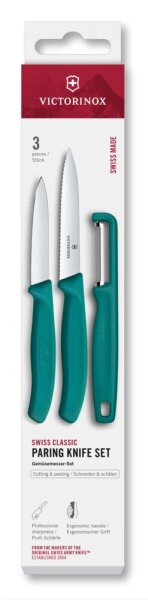 Swiss Classic, Gemüsemesser mit I-Schäler, 3tlg, grün, Box